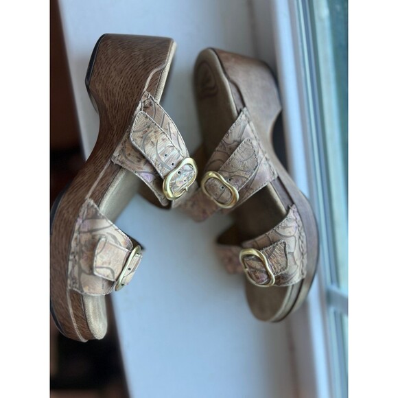 Dansko Floral Leather Buckle Clog Sandals Size 39 - Picture 5 of 10